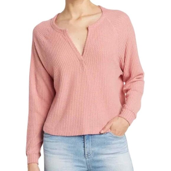 Abound Tops - Abound V-Neck Thermal Top Pink Compact